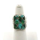 Southwest Sterling Turquoise Malachite Shadow Box Inlay Ring Lot of 5 #S5639-2 — photo 4