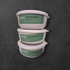 NEW Figmint Food Storage Bowls Set of 3 Microwave Safe Dishwasher Safe crm clr..