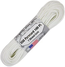 Atwood Rope White Paracord 100' Feet Utility / Survival 550 Cord S08 - RG1220H