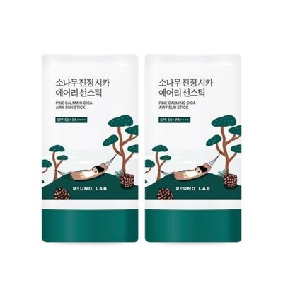 ROUND LAB Pine Calming Cica Airy Sun Stick SPF50+PA++++ 19g+19g No-Sebum