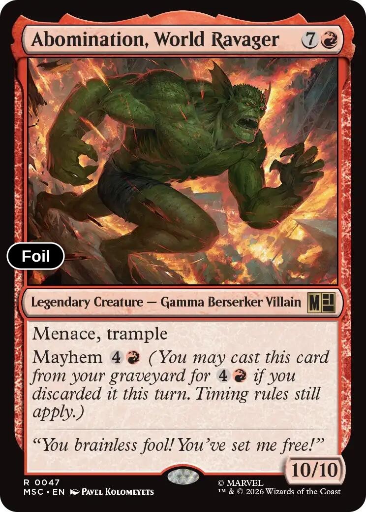 Abomination, World Ravager (Surge Foil) 47 - NM - Commander: Marvel Super Heroes