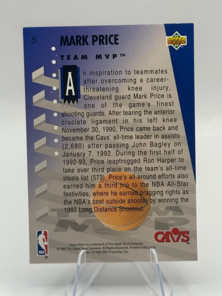 Mark Price #5 NBA Hologram 1993 Upper Deck - Image 4 of 4
