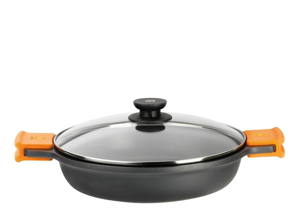 BRA Efficient Cast Aluminium Shallow Casserole Dish with Lid (2.3L) | Black & Orange Casserole Shallow Small Casserole Dish with Lid. 100% Recycled Aluminium Shallow Casserole Pan with Lid. - Image 2