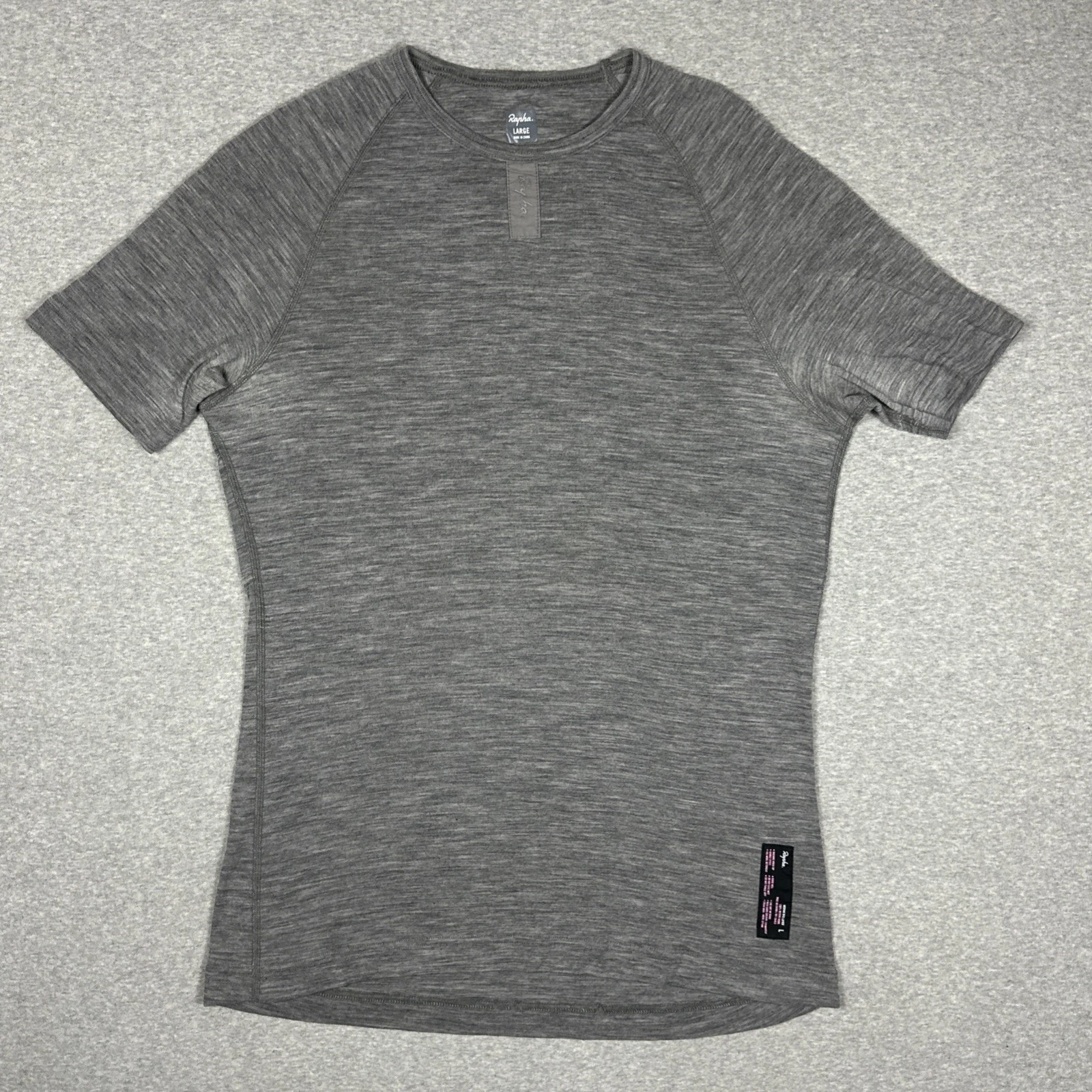 Rapha Base Layer T Shirt Womens Large Gray Merino Wool Short Sleeve Cycling