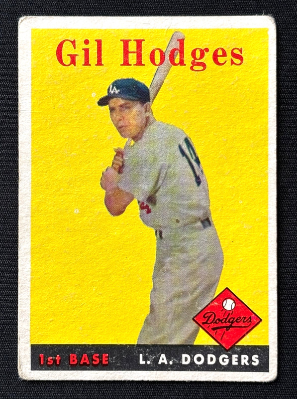 1958 Topps Gil Hodges #162 Brooklyn Dodgers HOF — LOOK! Selling Collection! — RH