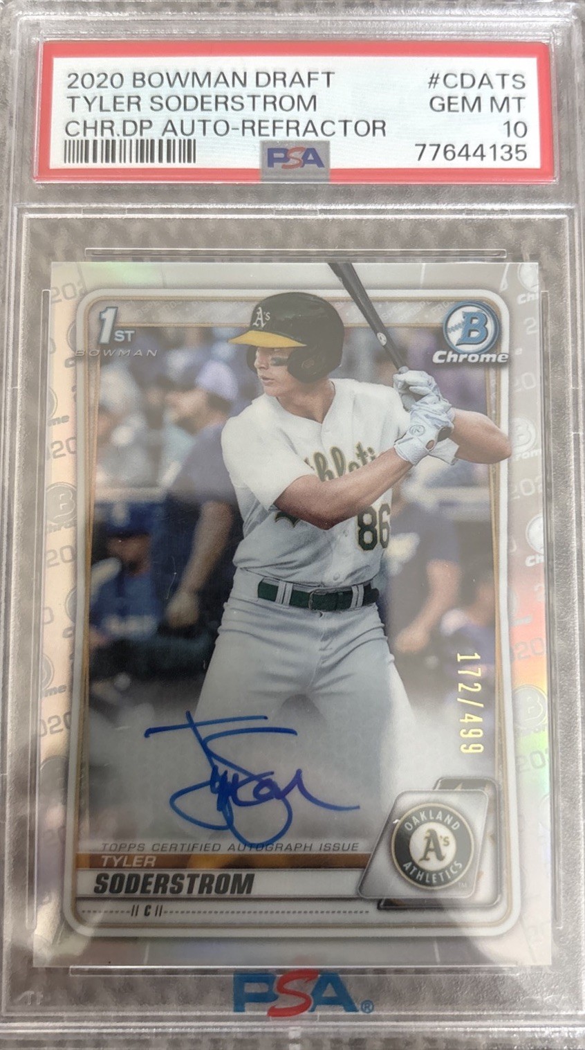 Tyler Soderstrom 2020 Bowman Draft Chrome 1st Auto Refractor/499 PSA 10