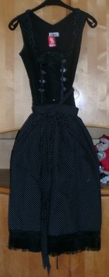 New ladies' costume dress dirndl Almsach Amelie black Gothic NP  140; size 36