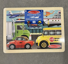 Melissa  Doug On-the-Go Wooden Jigsaw Puzzle 12-Piece Vehicles, Age 3 