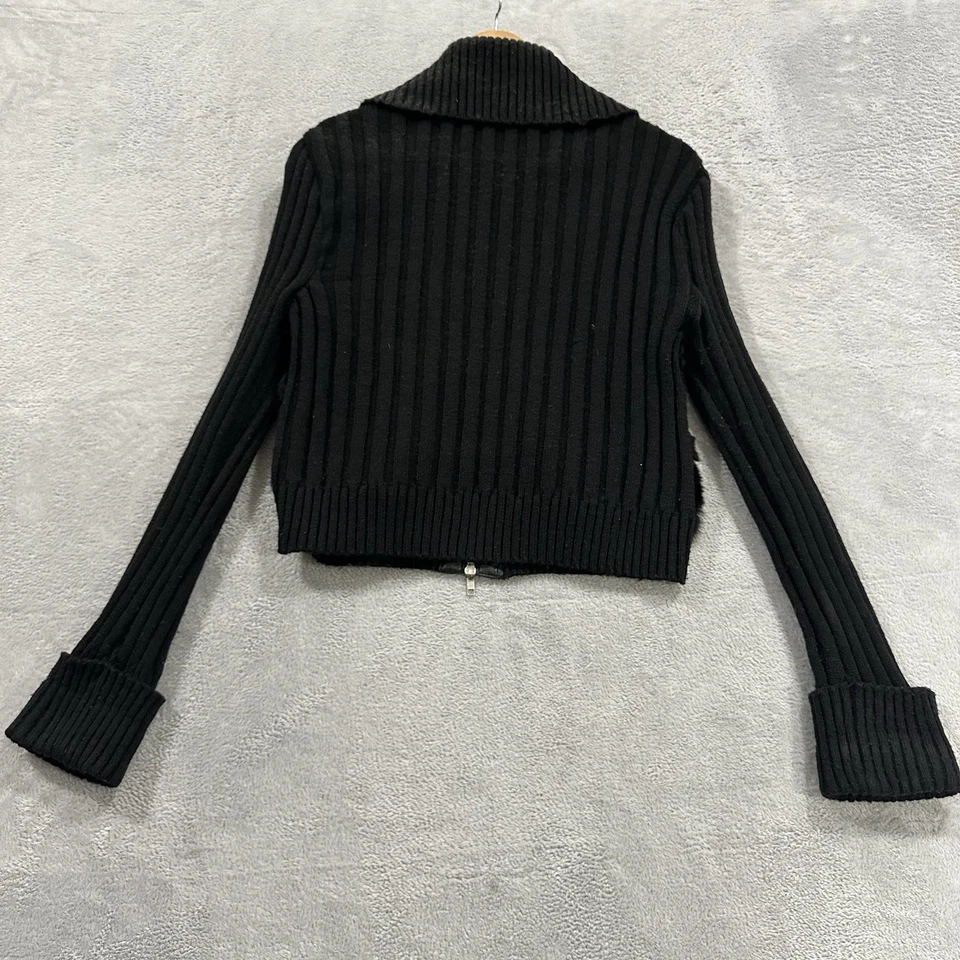 C. Magic Full Zip Sweater Women Medium Black Rabbit Fur Y2K Vtg Punk Alt - Image 3 of 4