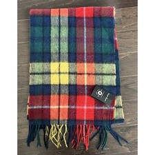 Fraser Scott Tartan Scarf Red Green Plaid 100 Lambswool 10.5x67