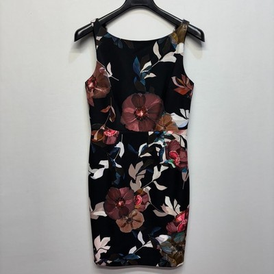 NWT Trina Turk Dress Size 10 Floral Scuba Sheath Black Lace Sleeveless D070 -25