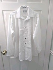Men's Neil Allyn White Pleated Button Front Tuxedo Shirt Size L 32/33