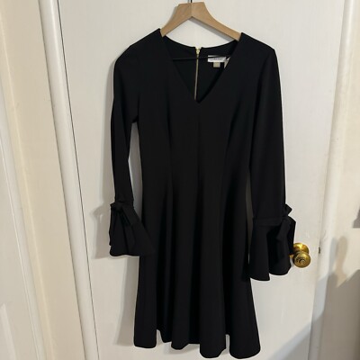 NWT Calvin Klein Bell Sleeve V Neck A Line Dress Sz 4 | eBay