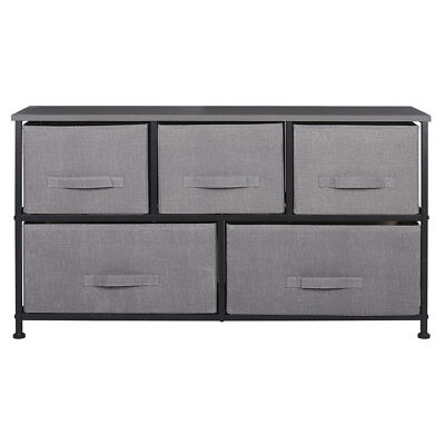 5 Drawers Dresser Storage Rack Tower Home Organizer Metal Frame 21.3'' H, Gray