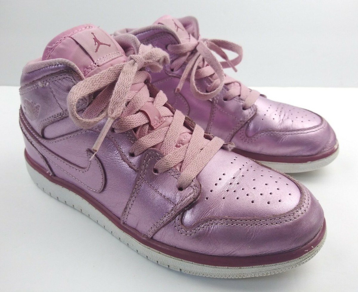 Nike Air Jordan 1 Mid SE Pink Rise Noble Red Youth Sneakers
