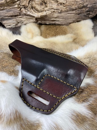 Leather Holster fits Springfield XDS 3.3 Pancake style leather holster with Thum - Picture 21 of 24