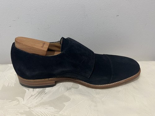 Barker Double Monk Strap Navy Suede Size 9 F Made In England - Bild 2 von 11