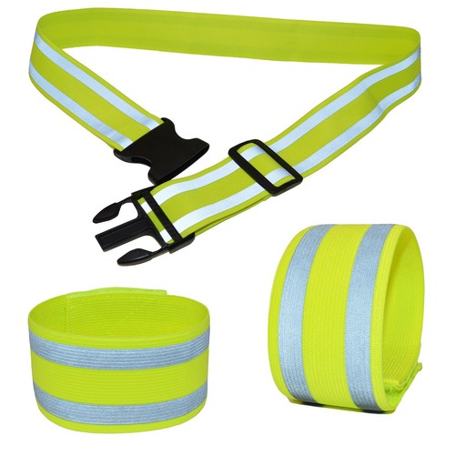 Reflektorband Gürtel Armbänder Knöchelbänder Neongelb Jogging Radfahren Sichtbar - Bild 1 von 12