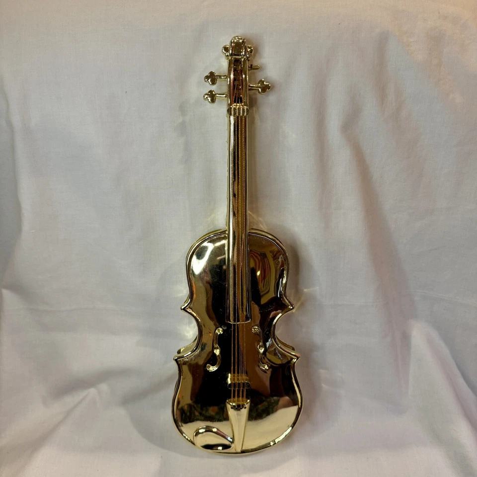 Juguete de violín de plástico tono dorado RARO 15 x 5 x 1 pulgadas clavija de afinación dañada Foto 2 de 4