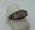 Vintage 4 Faux Oval Opal Cab Pronged Sterling Silver 925 Ring Size 7