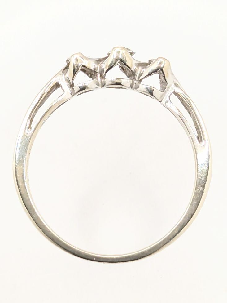10K Solid White Gold Split Shank Three 3 Diamond … - image 11