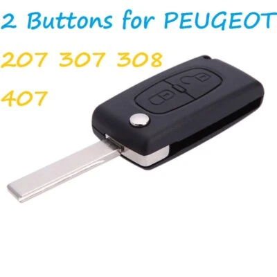 2 Button Replacement Flip Key Fob Case Shell Blade For PEUGEOT 207 307 308 407