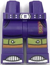Lego New Dark Purple Minifigure Legs with Lime Shorts Cuffs Orange Knees Pants
