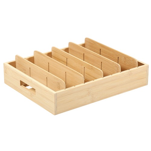 Lid Organizer Rack Bamboo Plate Organizer Divided Storage Box Removable AmGlv - Picture 8 of 11