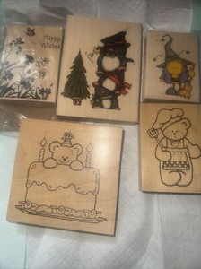 Lot of Arts Crafts Stuff ￼wood Stamps Tools Stickers Inc X26