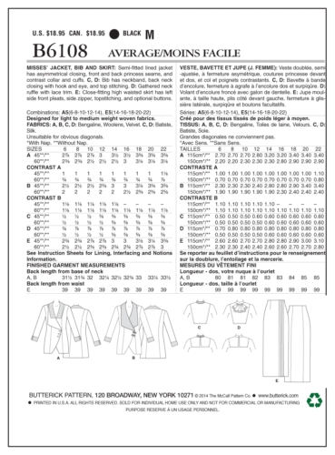 Butterick MODELLO CUCITO B6108 Misses retrò 1912 costume giacca, pettorina e gonna - Foto 8 di 8
