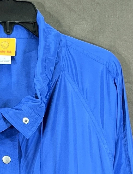 Nwt RUBY RD. Blue LIGHTWEIGHT Soft-Shell POCKETS Snap-Up WINDBREAKER JACKET Sz 8 - Image 3 of 4