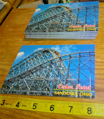 50 Vintage Cedar Point Sandusky Ohio post cards showing coaster same scene