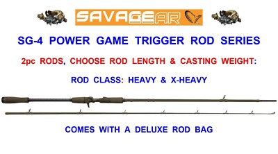 SAVAGE GEAR SG4 POWER GAME TRIGGER ROD 2pc SEA SHORE LURE SPINNING BC  BAITCASTER UK
