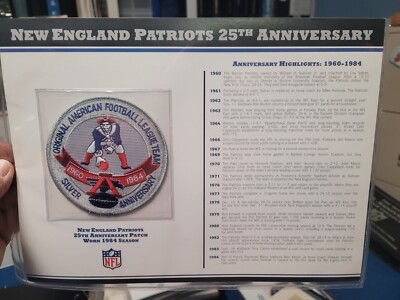 NFL 25th Anniversary New England Patriots PATCH CARD Willabee & Ward