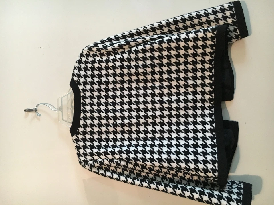 Issac Mizrahi Talla XL Tweed Crema Negro Mujer Elegante Chaqueta Formal Negocios  Foto 2 de 2