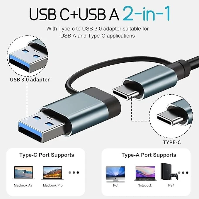 USB C Hub 8 in 1 USB 3.0 Verteiler Splitter TV Notebook Laptop Smartphone - Bild 3 von 4