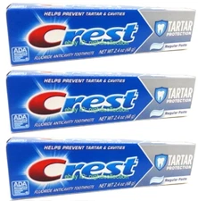 3 Pks Crest Tartar Protection,Anticavity Toothpaste,Fluoride,Regular Paste,2.4oz