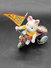VINTAGE 60s MIJ WIND U11P EASTER BUNNY ON TRIKE TOY JAPAN TIN LITHO