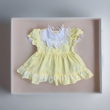 Vintage SEARS Baby Dress Sz 12 Mo Party Yellow Ruffle Lace Short Sleeve