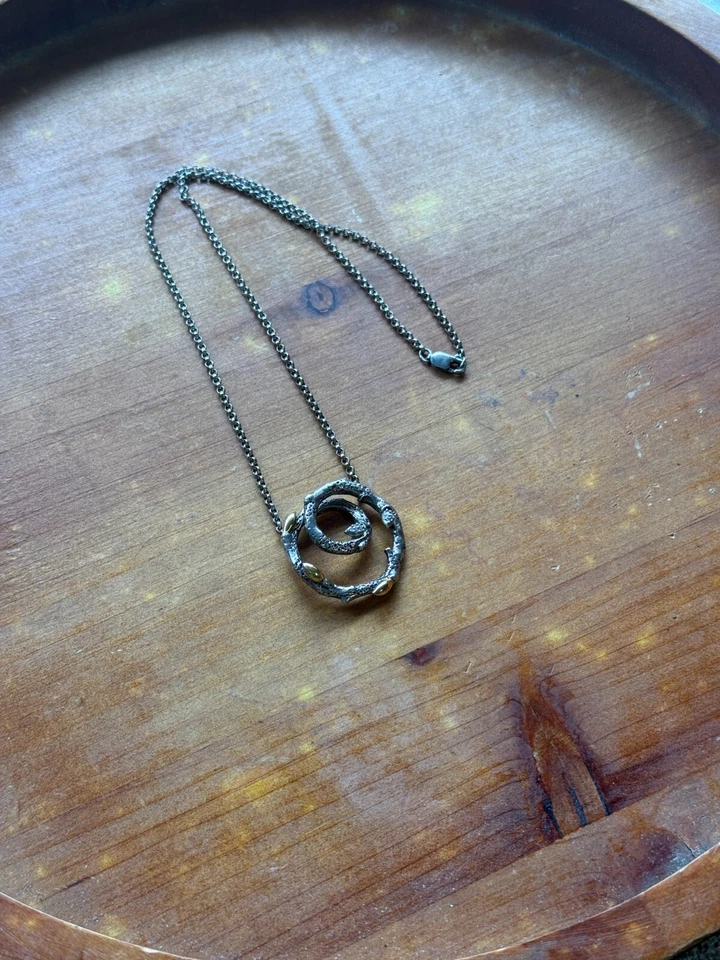 Collar circular Stephen Dweck de plata de ley y diamante con acento de 18 quilates 17,25" Foto 3 de 4