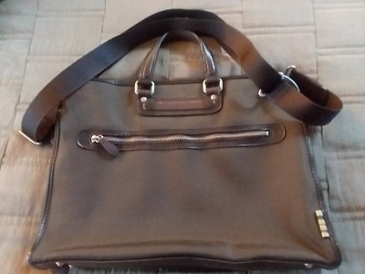 PAUL SMITH Brown Leather Nylon Briefcase Document Business Bag | eBay