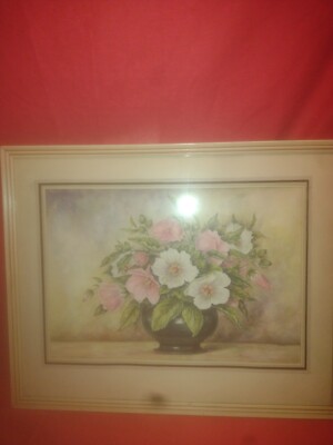 Aqua Color Flowers In Vase Painting By Ada Lenz.