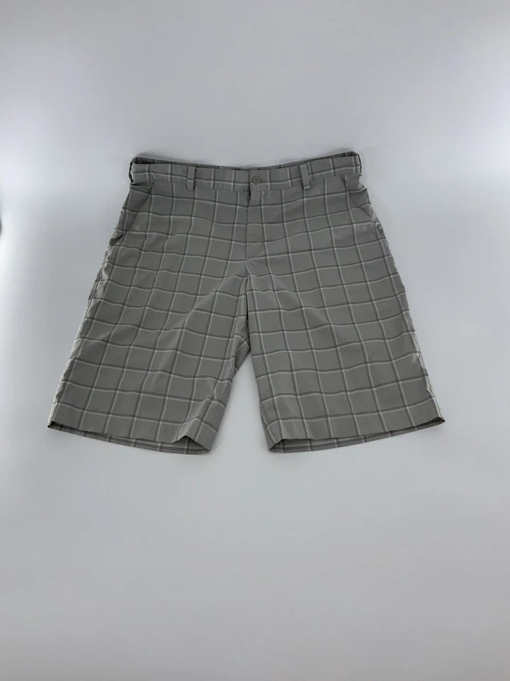 Pantalones Cortos de Golf Nike Para Hombre Talla 34 Gris Claro Blanco Cuadros Poliéster Elastizados YGI W3-6 Foto 2 de 4