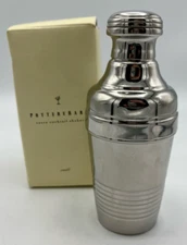 Pottery Barn Chrome Stainless Steel Retro Cocktail Shaker Drink Mixer 3 Piece