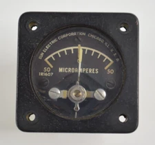 Sun Electric Corp. Microamperes Panel Meter Gauge 1R1607 1-3/4" Square