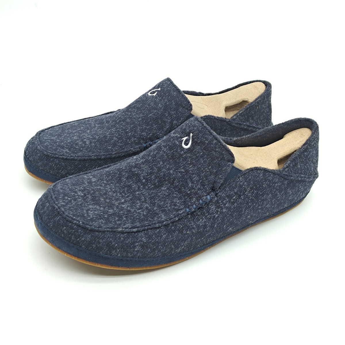 Olukai Moloa Hulu Slippers Mens  10/12/16 Navy Indoor/Outdoor Wool-Blend Trench