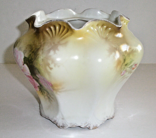 Vtg R S Prussia Biscuit Cracker Jar Replacement Part Yellow Pink Rose NO LID - Picture 2 of 8