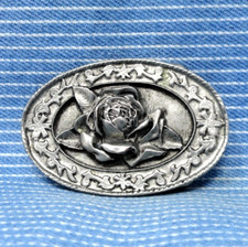 Cowgirls Western Rose Dress Belt Buckle Flower Floral Scroll Vtg 80s 90s .CPA518