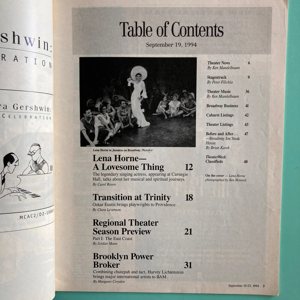 Lena Horne Theater Week Magazine 1994 Interview Article Carnegie Hall Engagement - Image 3 of 4
