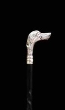 Silver Finished Dog Brass Head Handle Walking Stick Cane Handmade Designer Gift